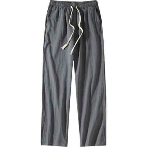 Summer big size pants men 8XL 9XL 10XL 12XL linen cotton oversize Japan style vintage home wear straight pants wide leg pants 70