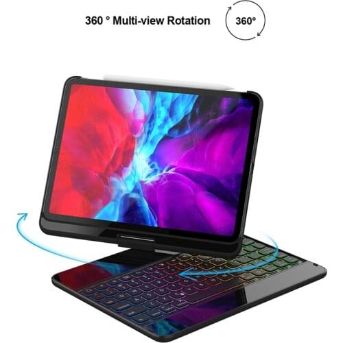 360 Degree Rotation Case For iPad Pro 1110.910.2 Inch With Wireless Bluetooth Keyboard Swivel Stand Heavy Duty Shockproof case