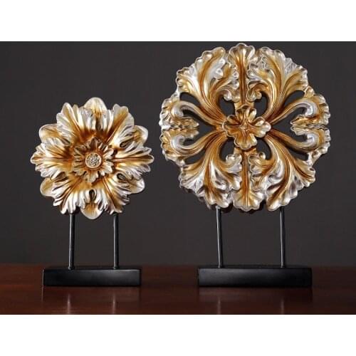 EUROPEAN RESIN RICH CARVED FLOWER SCULPTURE CRAFTS DECOR FENGSHUI HOME LIVINGROOM TABLE FIGURINES OFFICE ORNAMENTS DECORATION