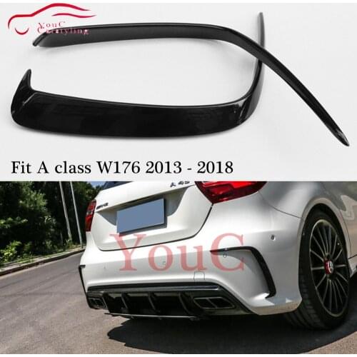 W176 Splitter Rear Bumper Canards Spoiler for Mercedes W176 A class A180 A200 A250 A45 AMG Package ABS Black 2013 - 2018