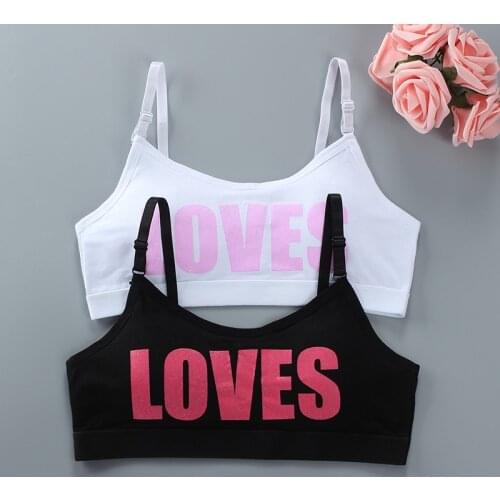 Cotton Young Girls Training Puberty Bras Sport Kids Students Letter Tops Tanks Girls Underwear Bras Children for 8-16 Years Old