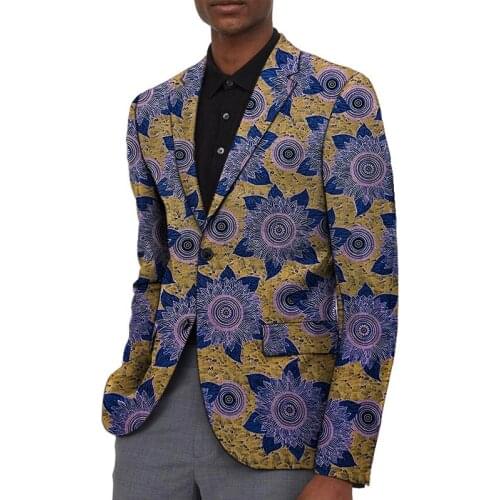 Custom Tailored Suit Jackets For Men Retro Sunflower Abstract Print Blazers Classical Ghana Style African Wedding Party Wear