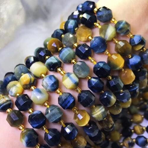Loose beads blue TIGEREYE round faceted 9-10mm 14inch for DIY jewelry making FPPJ wholesale beads nature
