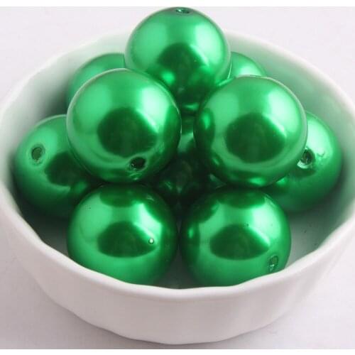 Kwoi vita A74 Dark Green Chunky Fashion 20mm 100pcs a lot ,Loose Imitation Plastic Pearl for Chunky Beads Jewelry