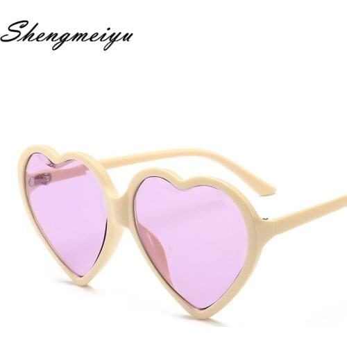 Love Heart Shape Sunglasses Women PC Frame Light Change Love Heart Lens Colorful Sun Glasses Female Red Pink Shades
