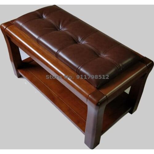 Solid wood shoe changing stool modern Chinese bed end stool shoe rack bedroom bed front stool simple shoe stool foot bench stora