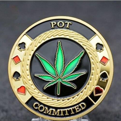 POT Committed Metal Poker Chip Casino Challenge Coin Lucky Coin Commemorative Collectible Coin Gift