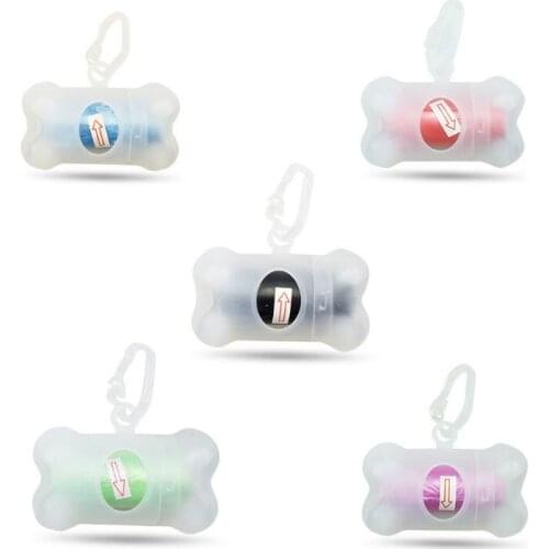 Cute Transparent Dog Bone Shape Garbage Bag Dispenser Pet Cleaning Supplies Pets Poop Bags
