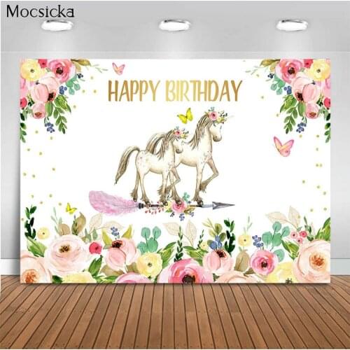 Mocsicka Birthday Party Background Two Pony Background Decoration Style Girl Birthday Photo Background Photography Banner
