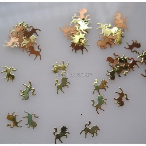 MS209-2 100pcs Gold Cute Unicorn Metal Sticker Nail Art Metal Sticker Nail Art Decoration Non-adhesive Sticker