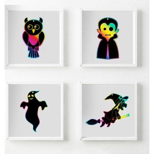 1Set Creative Painting Set Cartoon Scratching Paper Painting Set DIY Crafts Scratch Paperboard Interactive Drawing Kit 69HE