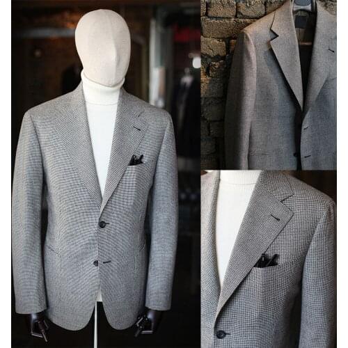 New Fashion Check Men Tuxedos Two Buttons Custom Made Plaid Blazer Wedding Groomsmen Party Prom Casual 1 Piece