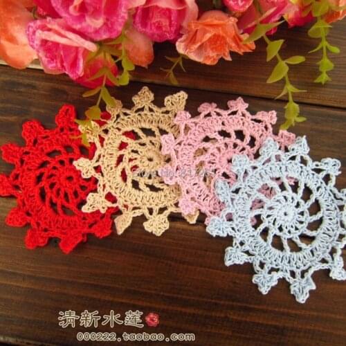 2015 new arrival free shipping 12 pic/lot cotton crochet lace doilies for home decor felt as table decor cup pad coaster mat
