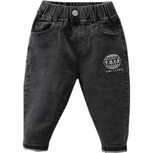 2021 Autumn Childrens Clothes Boys Jeans Causal Solid Denim Kids Boy Jeans For Boys Kids Jeans Stretchy Long Trousers 2-7T