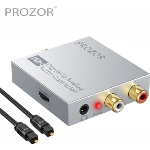 PROZOR Digital to Analog Converter 192kHz DAC Support Volume Control Audio Adapter Toslink Coaxial to Stereo RCA 3.5mm Jack New