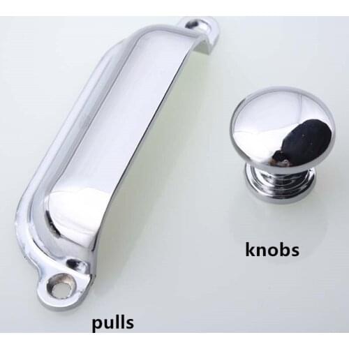 3.5" chrome / silver unfold intall shell cup drawer cabinet pull knob 24mm chrome dresser door knobs handle morde simple handle