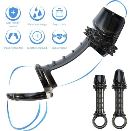 Sleeve for penis sex toys chastity belt cock cage penis ring ball stretcher fidget toys Clitoris Stimulator Male Longer Lasting
