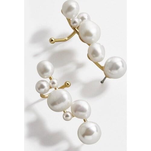 European and American Steamed Buns Pearl Alloy Earrings Creative Popular Ear Clip Set From Stock Factory Direct Sales