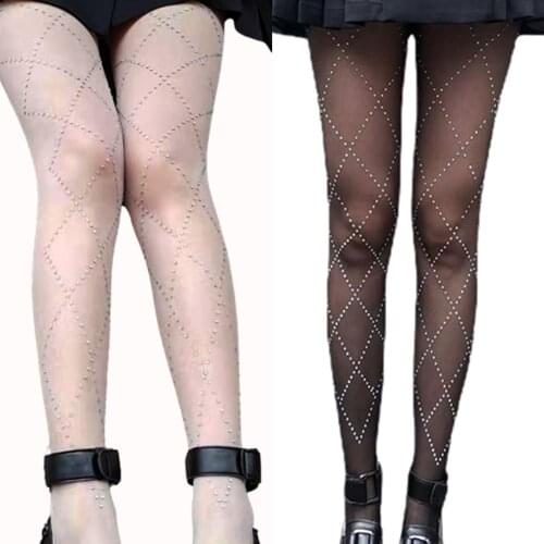 Anti-dropping Silk Stockings High-quality Diamond Pattern Socks Personality Transparent Thin Pantyhose Shiny Net Tights