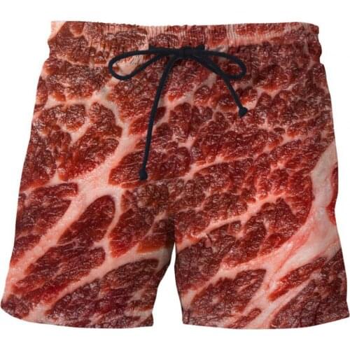 Bold 3D Food Full Printed Men Shorts Wide Leg All-matched Elastic Waist Drawstring Pants Quick Drying Skin-friendly Streetwear