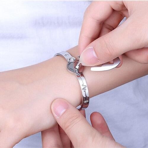 Titanium Puzzle Couple Heart Lock Key Couple Bracelet Necklace Lover