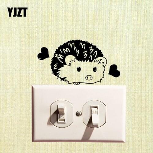 YJZT Love Heart Wall Switch Sticker Animal Pattern Decor Cartoon Vinyl Decal Hedgehog S19-0783