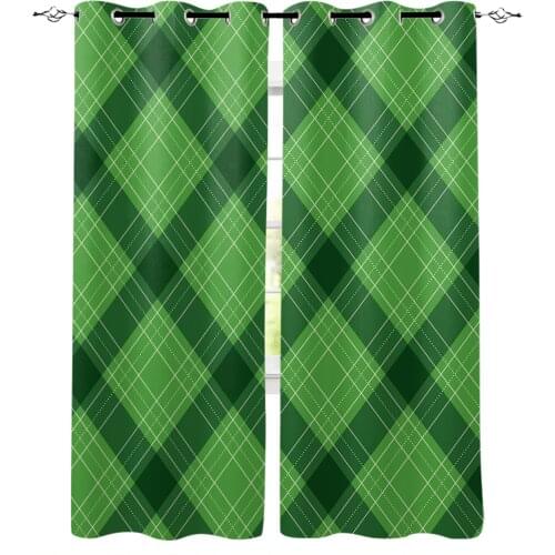 St. PatrickS Day Green Plaid Modern Window Curtains Home Decor for Kitchen Bedroom Living Room Curtain for Window Panel