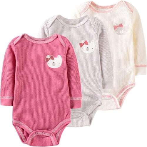 3PCS/Lot Long Sleeve Newborn Bodysuit 0-9M Baby Onesie Infant Girl Clothes Baby Boy Clothes Twins New born Bodysuit