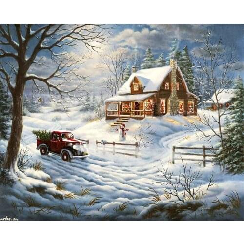 A11947 11CT/14CT/18CT/25CT/28CT oil scenery patterns Counted Cross Stitch DIY Cross Stitch Kits Embroidery Needlework Sets