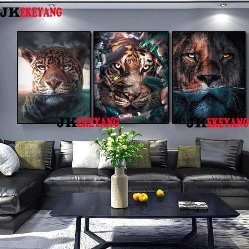Full Square/Round Drill 5D DIY Diamond Painting "Tiger lion cheetah" 3D Diamond Painting Diamond Embroidery Cross Stitch Y3939
