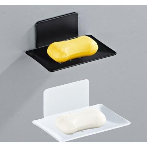 Space Aluminum Soap Rack Wall Mouted Storage Soap Dish Nail-free Installation Bathroom Kitchen Accessories Black/Sliver