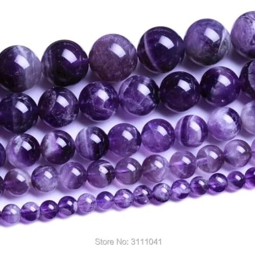 Amethyst round 4-14mm 15" for DIY jewelry making loose beads FPPJ wholesale beads nature gem stone