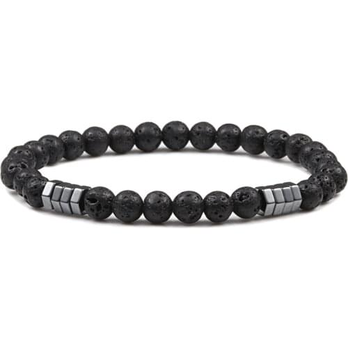 6MM Thin Natural Stone Hematite Bead Bracelets Bangles Handmade Prayer Women Men Bracelet Fashion Yoga Jewelry Best Friend Gift