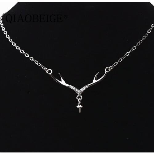 QIAOBEIGE DIY NECKLACE SILVER ACCESSORY Freshwater Pearls 925 Necklace Silver Sterling Pendant Necklace China Jewelry Factory