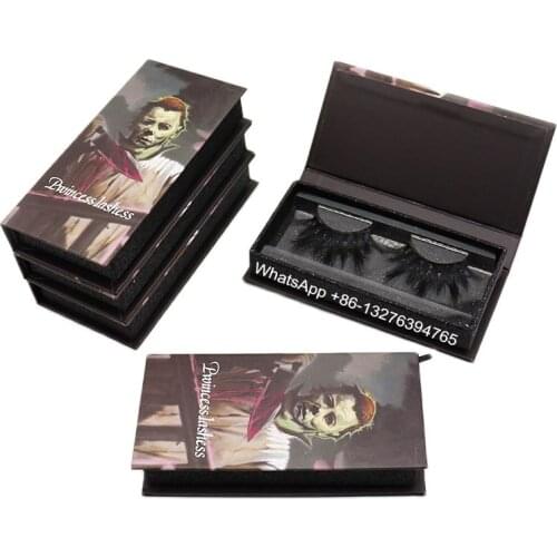 Halloween Theme Mink Lash Case With Tray Custom Lash Box Packaging With Logo 25mm Crisscross Dramatic Mink Eyelashes