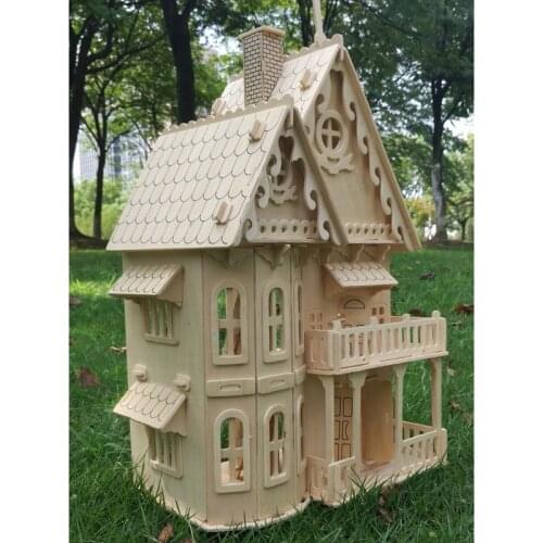 Wood miniature dollhouse DIY doll house assembled Educational pretend play toys Mini 3D Stereo puzzle house for children girls