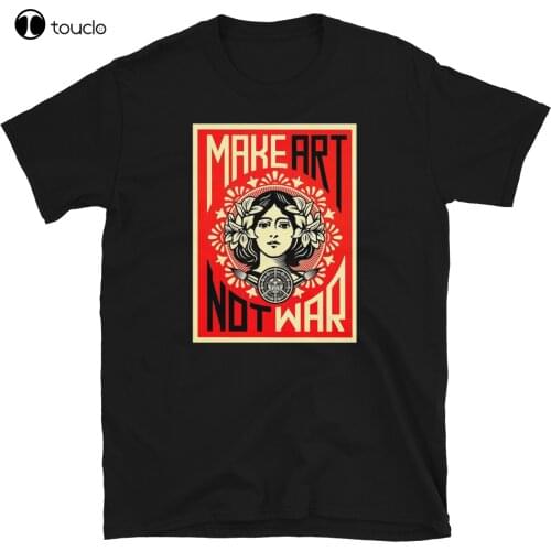 New Make Art Not War disObey Text Graphic Printed T-Shirt Cotten Tee Shirt
