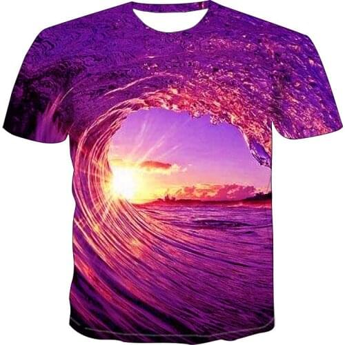 3D printing T-shirt mens fashion natural printing O-neck shirt casual Harajuku short-sleeved 2021 summer new mens T-shirt