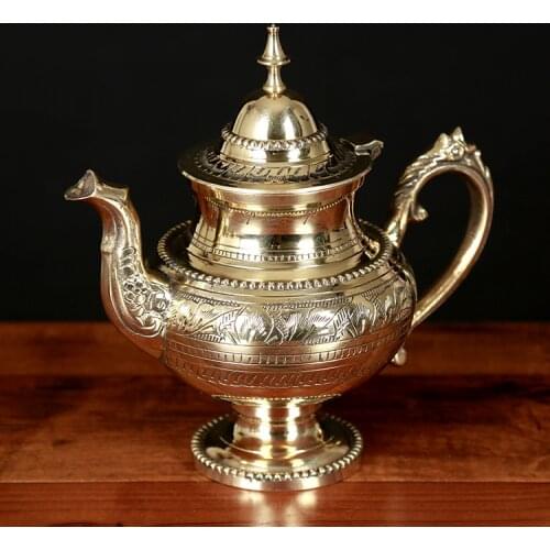 India imported handmade pure copper teapot boiling tea set tableware boiling kettle replenishing copper element health tea pot