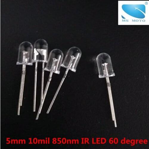 20 pcs/lot 5mm Short Leg 10mil Infrared IR LED 850nm Invisible Diode 60 Degree Through Hole Led Light Diode For 6mm lens