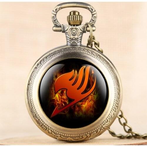 Exquisite Pendant Pocket Watch for Kid Japanese Anime Fairy Tail Theme Design Necklace Clock Men Women Retro Watches Quartz