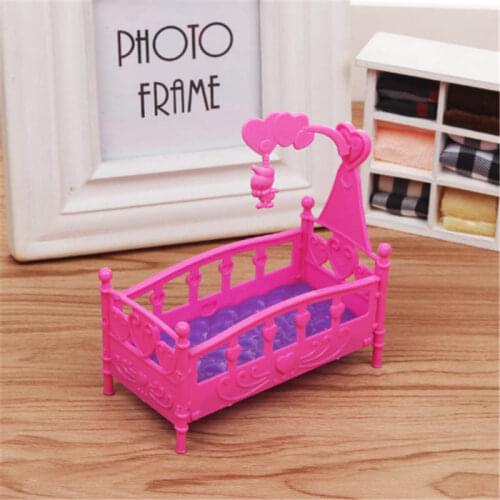 Rocking Cradle Bed Doll House Toy Furniture For loles Doll Accessories Girls Toy Baby Shower Gift Girls Toy