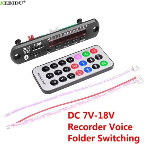 Kebidu Wireless Bluetooth5.0 MP3 WMA Decoder Board 12V 18V Music MP3 Player Audio Module USB TF Radio FM AUX With Remote Control