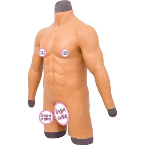 Halloween Party Muscle Costume Fake Chest Muscle Soft Silicone Man Artificial Simulation Muscles High Collar Cosplay Crossdress