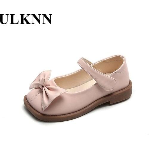 ULKNN Girls' Leather Shoes Soft Sole Shallow Mouth Princess Girls Shoes Summer New Kids Single Shoes Bowknot Casual Comfortable
