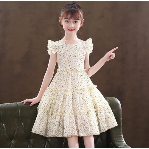 Summer Children costumes for girls dress 2021 baby girl Dresses Floral Kids Dress Teenage Girls Clothing 3 4 6 8 10 12 Years old