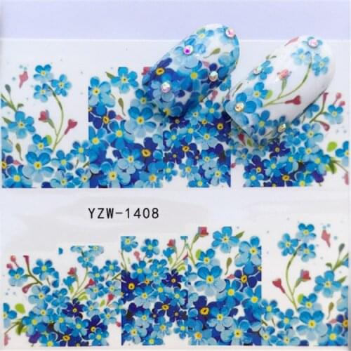Little Blue Flower Nail stickers art decorations slider adhesive Water Transfer decals manicure lacquer accessoires polish foil