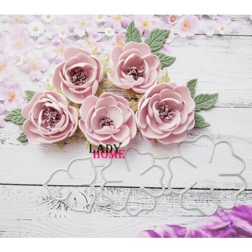3Pcs Rose Flowers Metal Cutting Die for Craft Dies Stencil Template Scrapbooking Embossing Knife Mould Punch Making Cards Dies