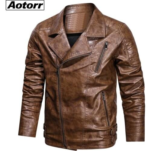 2021 Winter Mens Faux Leather Jackets Solid Color Jacket Slim PU New Casual Coats Fashion Mens Jacket Anti-wind Motorcycle Coat