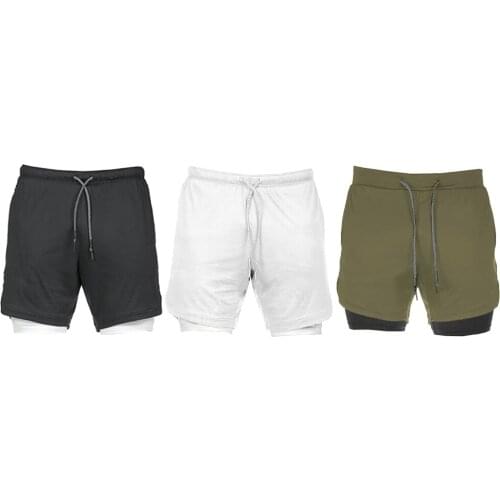 Mens Gym Workout Fitness Training Shorts Sports Double Layers Casual Underpants Fitness Running Cycling Quick Dry Shorts